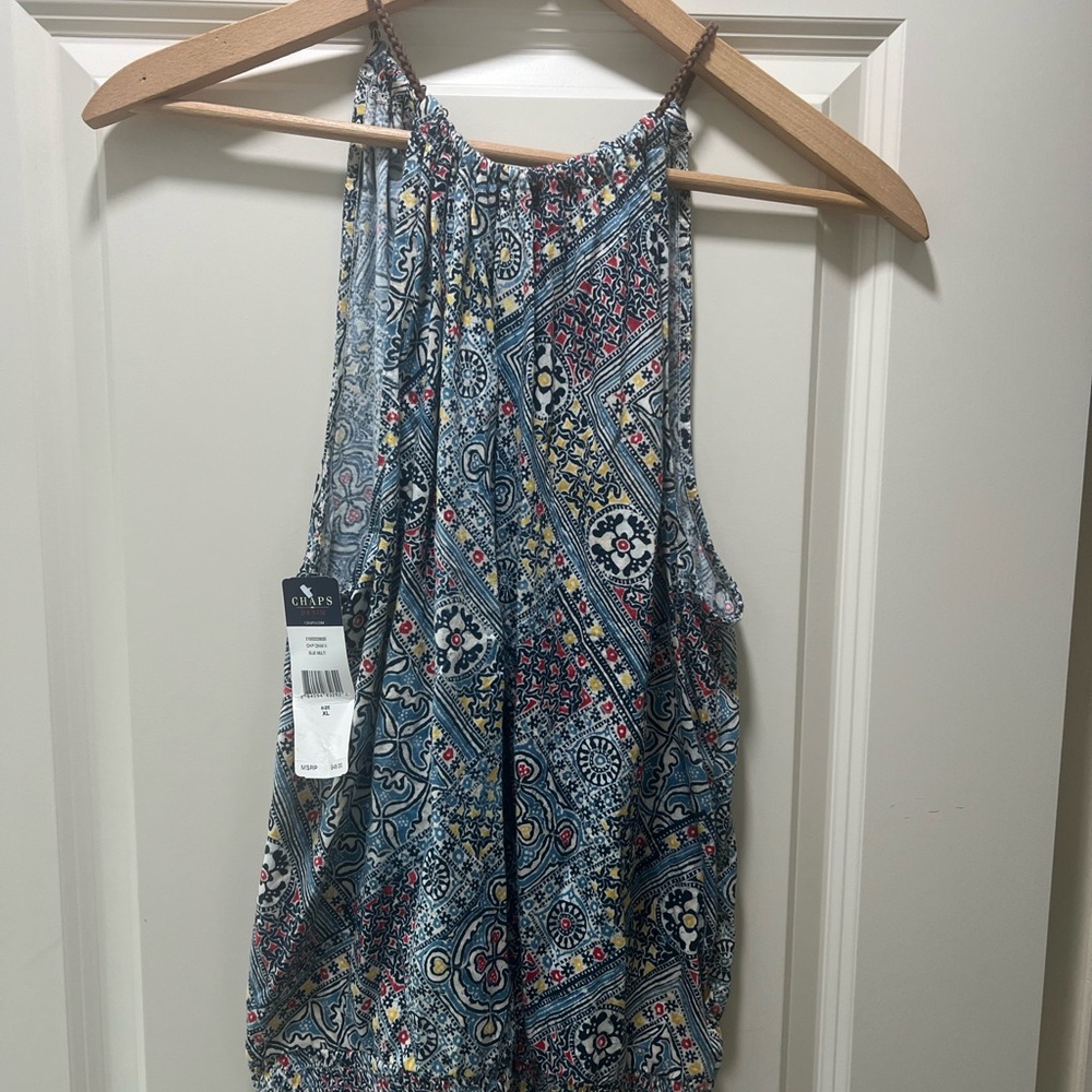 Chaps Blue Multi Paisley Halter Camisole